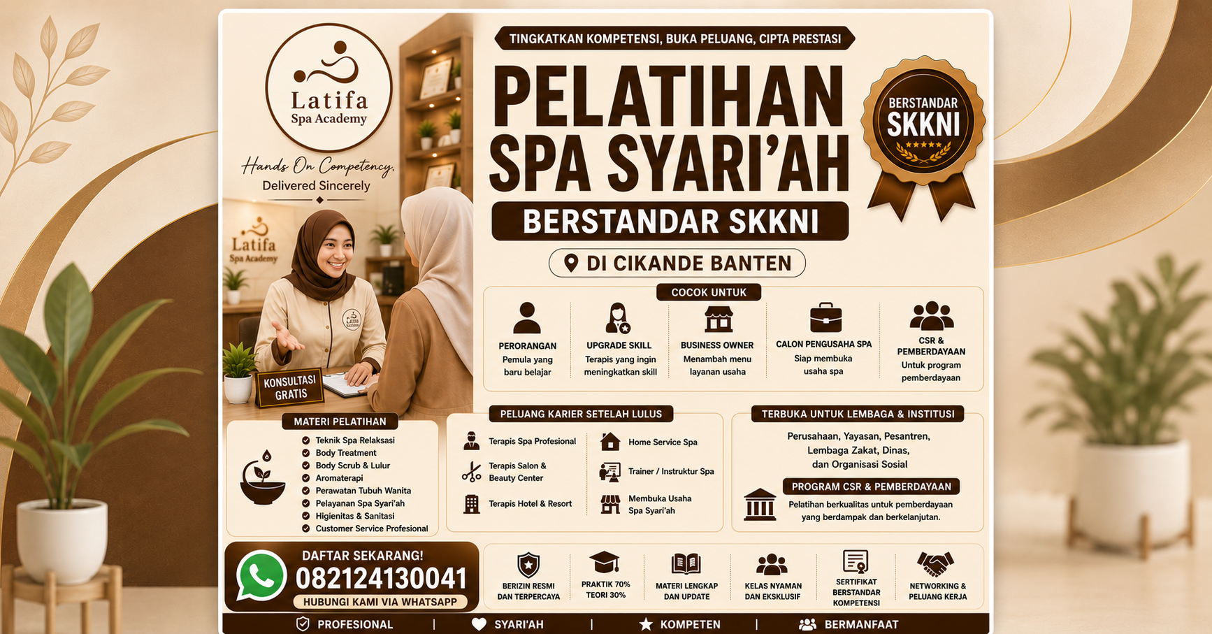 Pelatihan Spa Syari'ah Berstandar SKKNI di Cikande Banten 082124130041